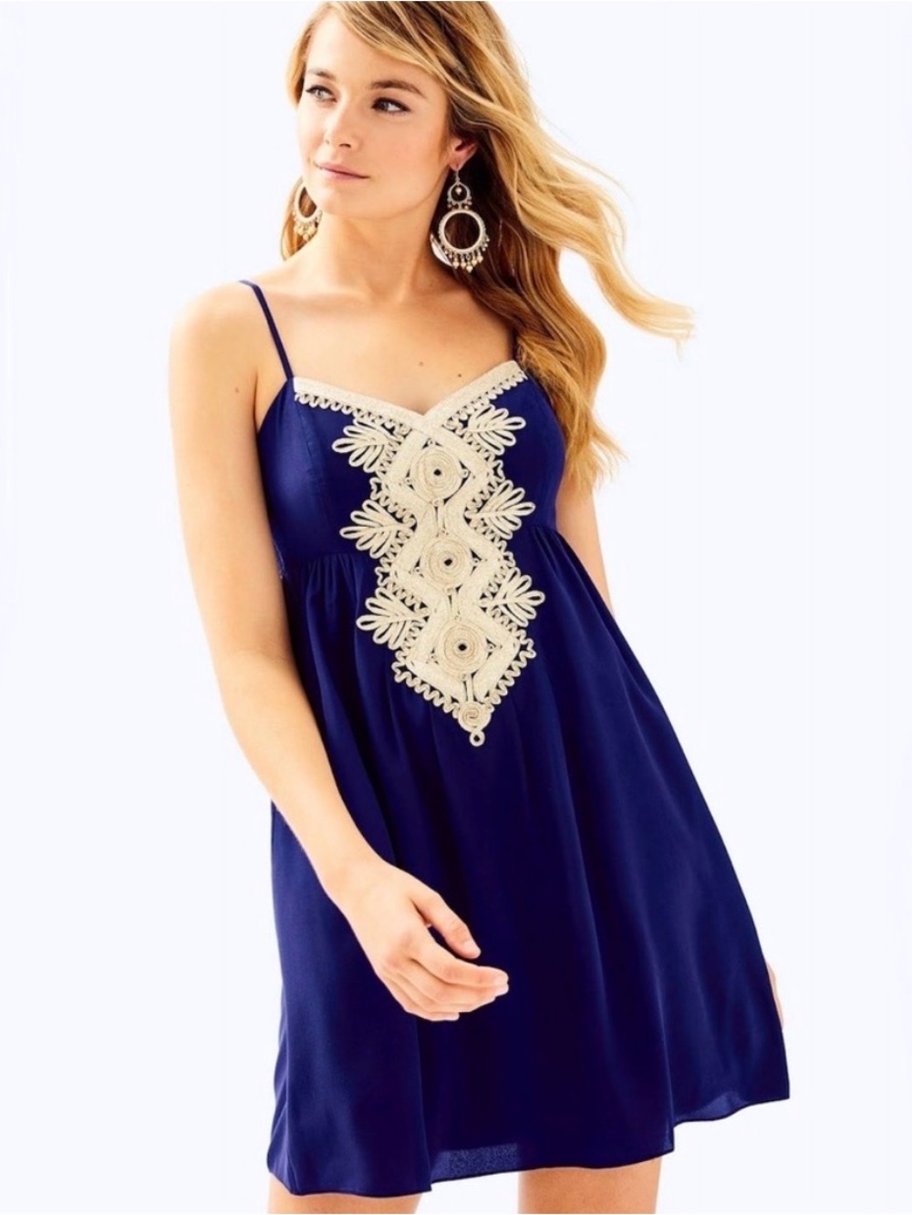 Lilly Pulitzer Kelsea Silk Dress in True Navy Gold Size 10